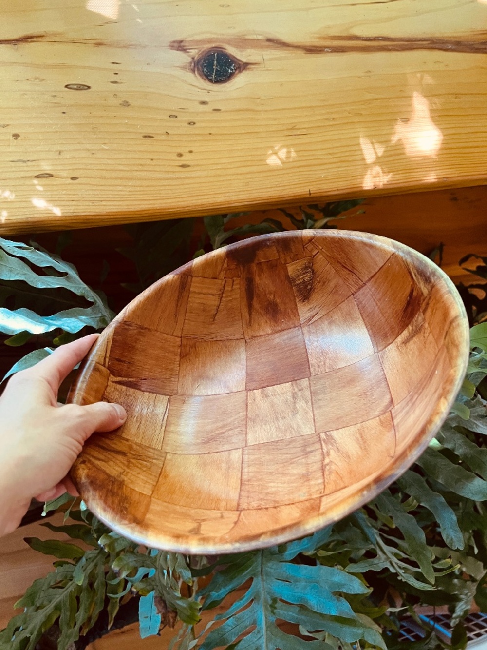 Woven Wooden Bowl Lightweight- Vintage